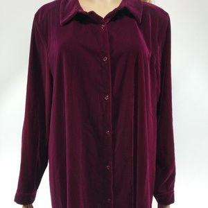 J Jill Velvet Button Down Long Sleeve Top NWT